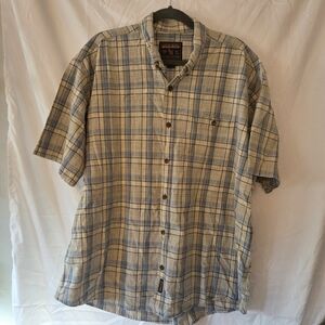 Woolrich Men's Blue Plaid Shirt 100% Cotton Size XL